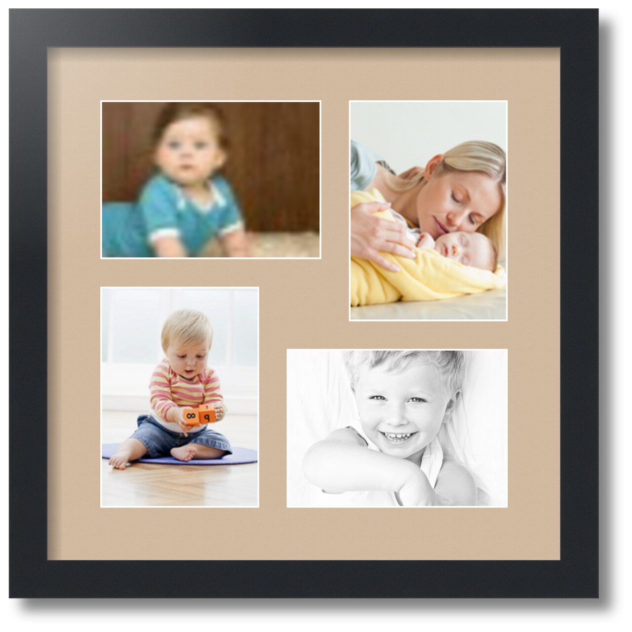 ArtToFrames Collage Photo Picture Frame with 4 - 5x7 inch Openings, Framed in Black with Over 62 Mat Color Options and Plexi Glass (CSM-3926-179)